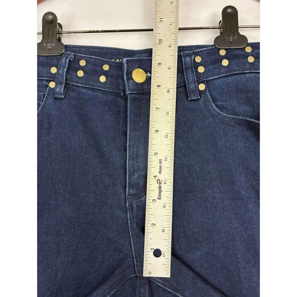 Michael Kors Izzy Skinny Jeans Womens 8 Dark Wash Blue Gold Studded Stretch